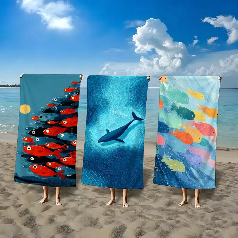 Stand Out Fish Underwater Towel ultra-fine fiber quick drying absorbent bath towel, outdoor swimming sports towel