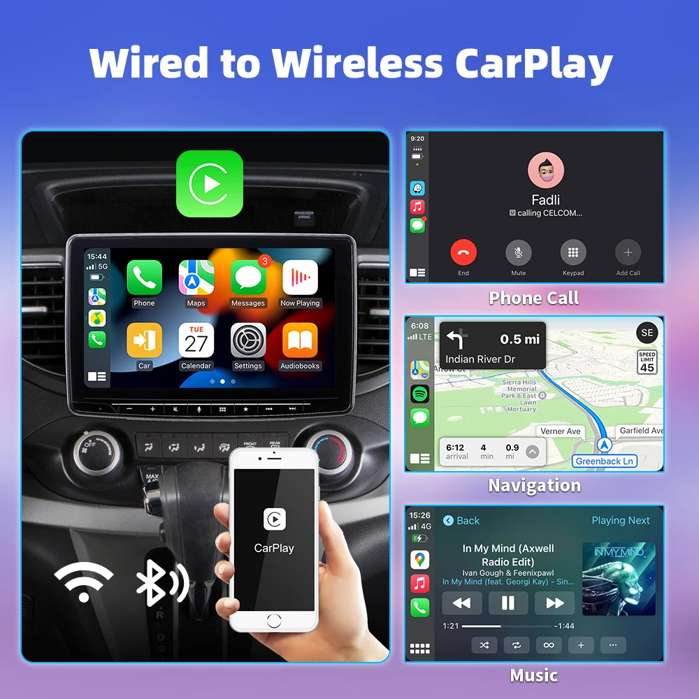 2 in 1 Wireless CarPlay Adapter&Android Auto Wireless Adapter  Plug And Play 5Ghz WiFi Bluetooth 5.0 For Android Car Radio