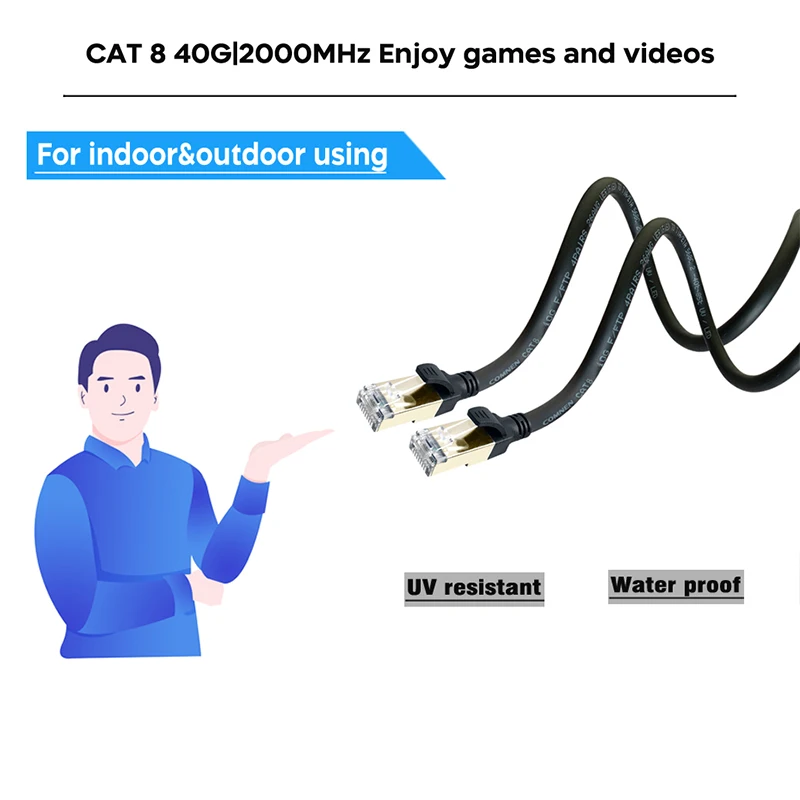 COMNEN CAT8 Ethernet Cables Rj45 Cable 40Gbps 2000MHz SSTP 28AWG High Speed cable CAT 8 Network Lan Cord Ethernet Patch for Ps5