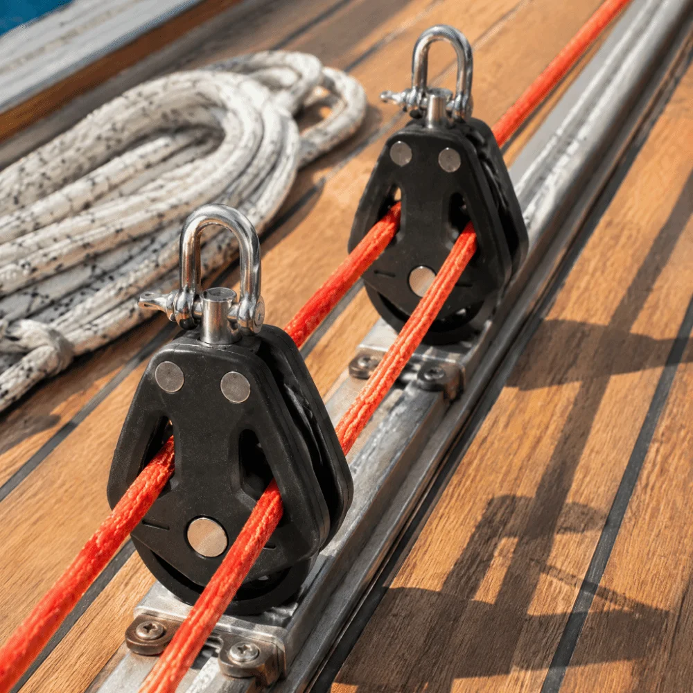 Sturdy Stainless Steel Marine Pulley Black Durable Boat Pulley Set Nylon Sheave Pulley Kayak Rope System Upgrade