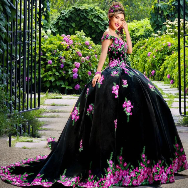 Vestidos de 15 rosa y negro fashion