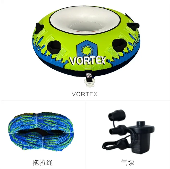 2024 New production  can customized single snow/water towing ring thickened PVC inflatable ski ring with air pump + tow rope