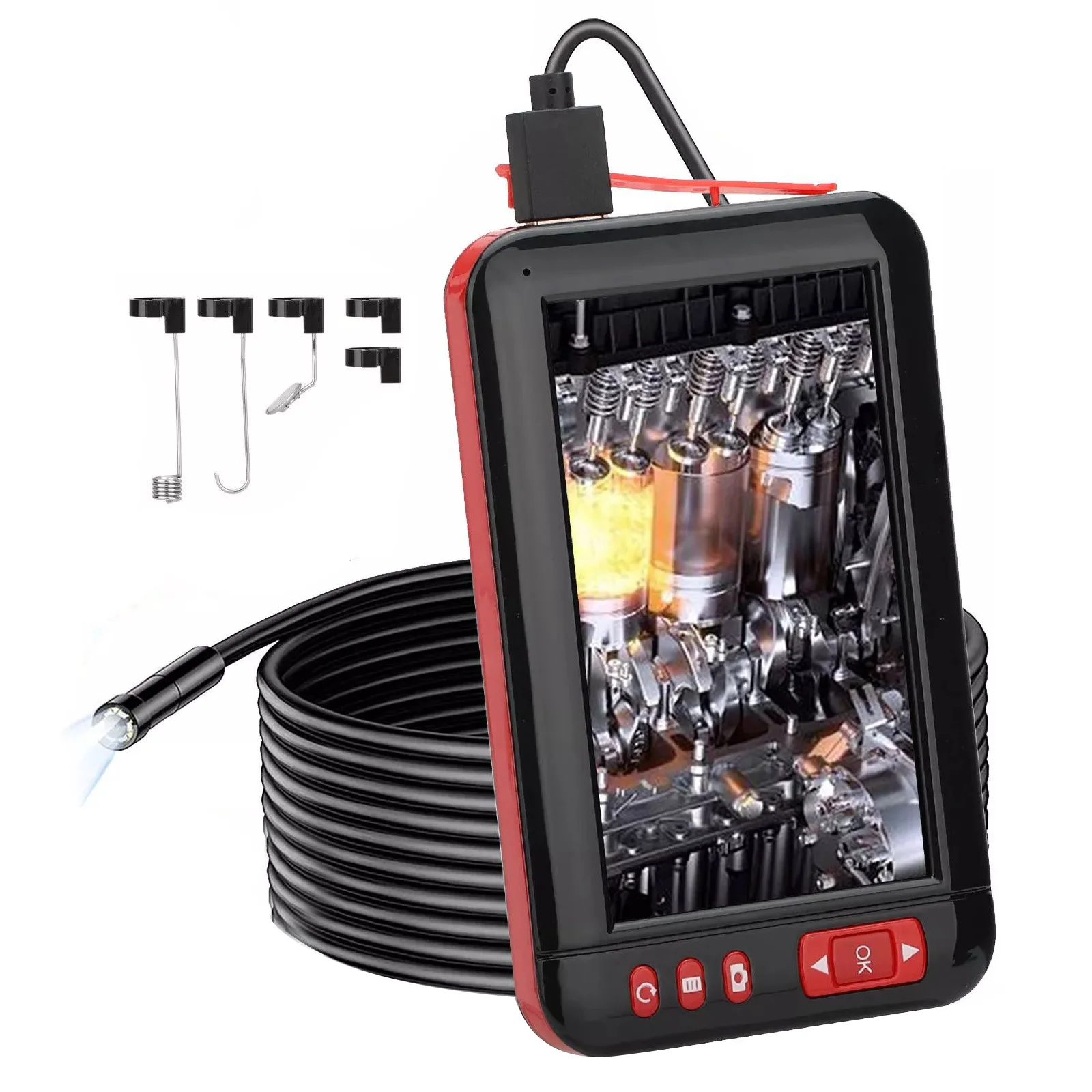 1 Set Industrial Endoscope 1080P HD 4.3-inch LCD Screen Borescope Camera With 8 LED Lights 8mm Lens Pipe Inspection Waterproof