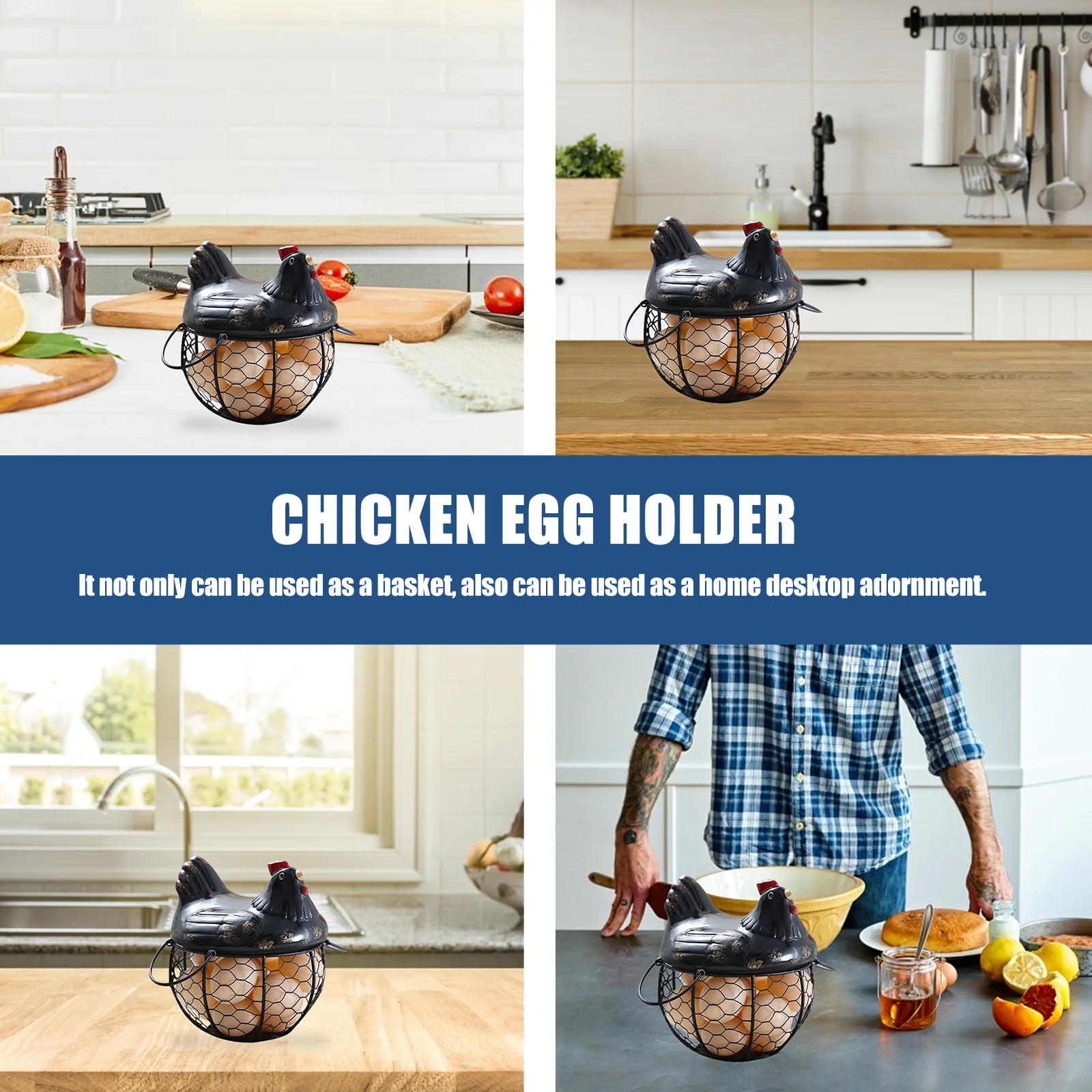 

Chicken Shaped Bin Egg Collecting Basket Storage Baskets Fresh Holder Kitchen for Gathering Eggs