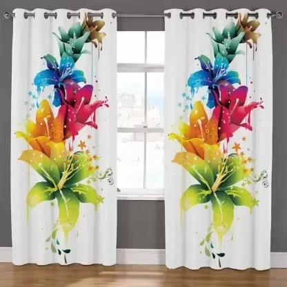 Colorful Flower Digital Printing Thick Blackout Curtains for Children Room Fashion Various Flowers Pattern High Shading Curtain