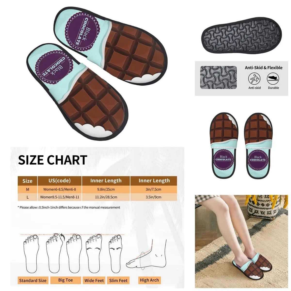 Nutty Chocolate Ice Cream Waffle Men Women Furry slippers,Warm Color printing special Home slippers,Neutral slippers