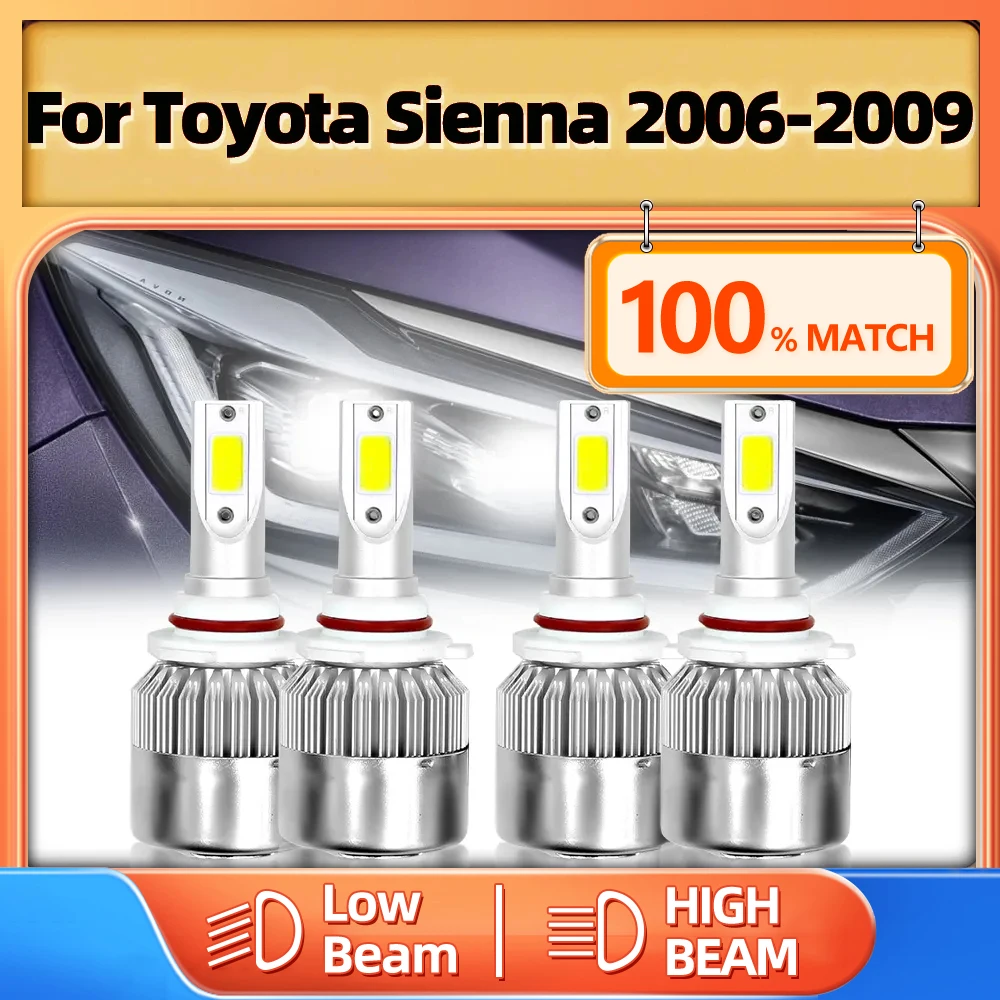 Led Headlight Bulbs HB3 9005 HB4 9006 Car Lights 40000LM Turbo Auto Headlamps 12V 6000K For Toyota Sienna 2006 2007 2008 2009