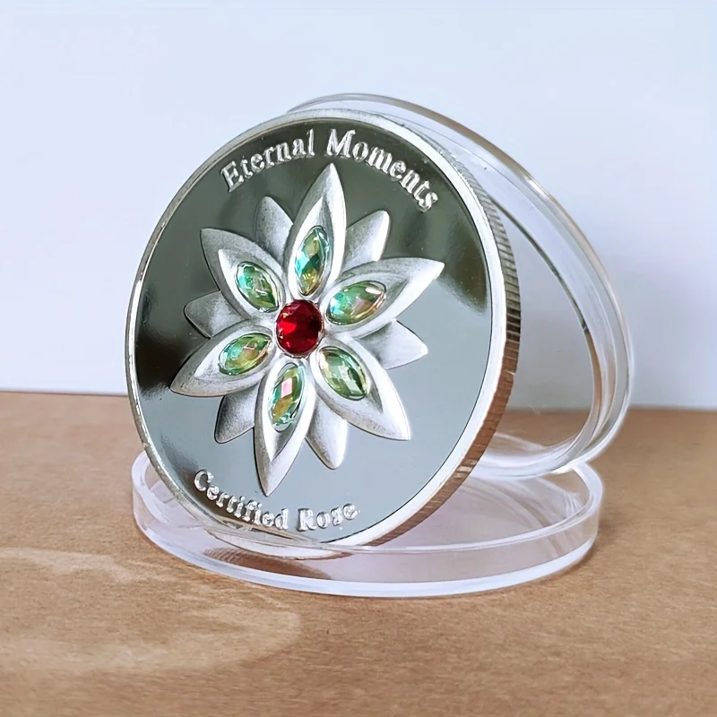 Momento eterno Edelweiss moneda conmemorativa guardián del amor moneda de la suerte recuerdo