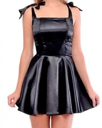 Adult Giant Baby Sexy Girl Black Satin Bow Strap Dress Sissy Crossdressing Role Play Makeup Ball Maid Customized Multi Color