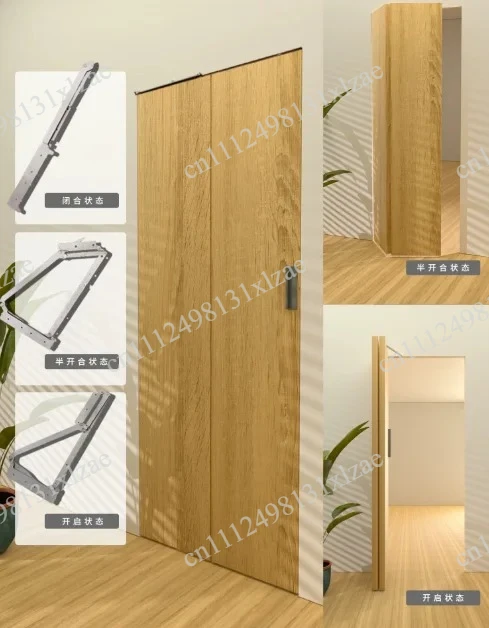 

Trackless 90-Degree Folding Door Hardware, Heavy-Duty Stainless Steel Sliding System for Interior Wooden Doors