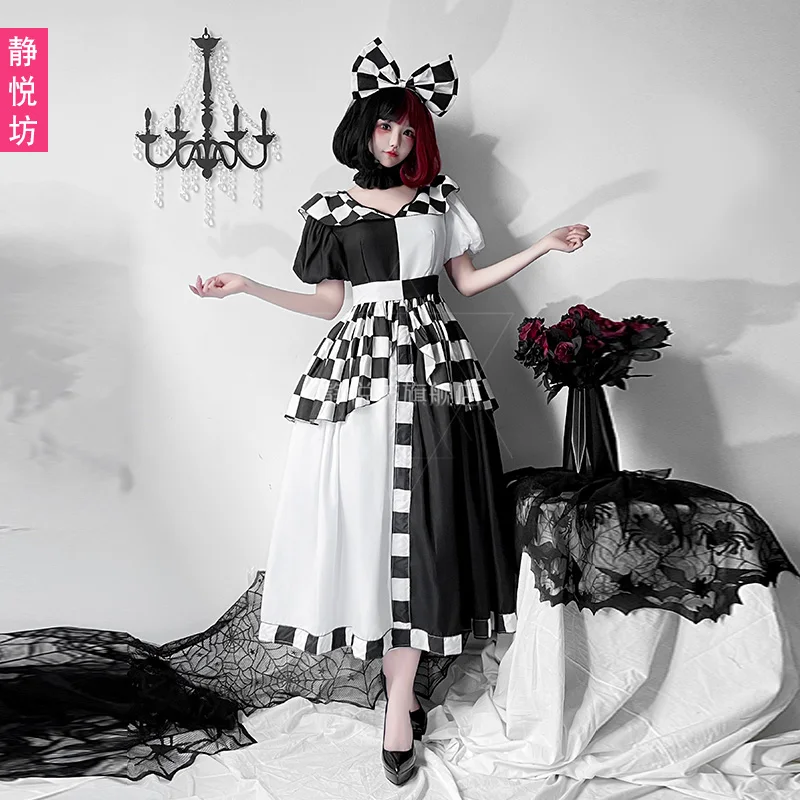 

Хэллоуин Королева Чеборд Алиса Косплей Комплект Взрослых Сценическое Представление Длинная Юбка Костюм Клоуна Женская Традиционная Этническая Одежда