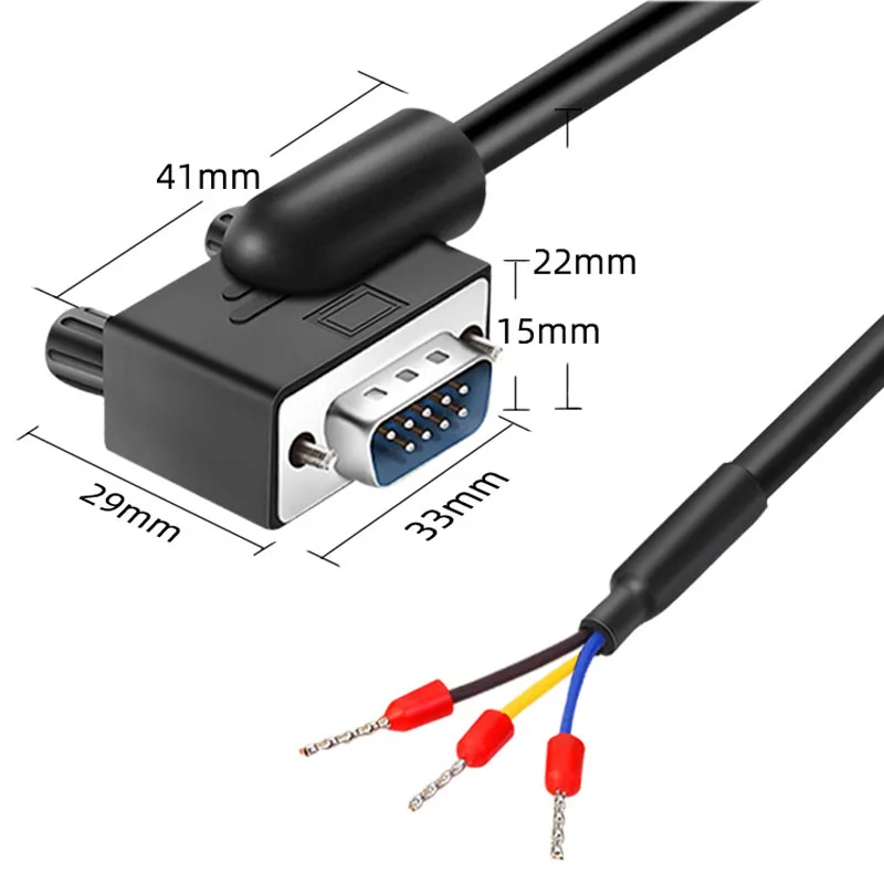 Elbow DB9 Data Connection Line Industrial Grade 9 Pin RS232 90/180 Degree Serial Port Wire with 232 terminal f Computer Printer