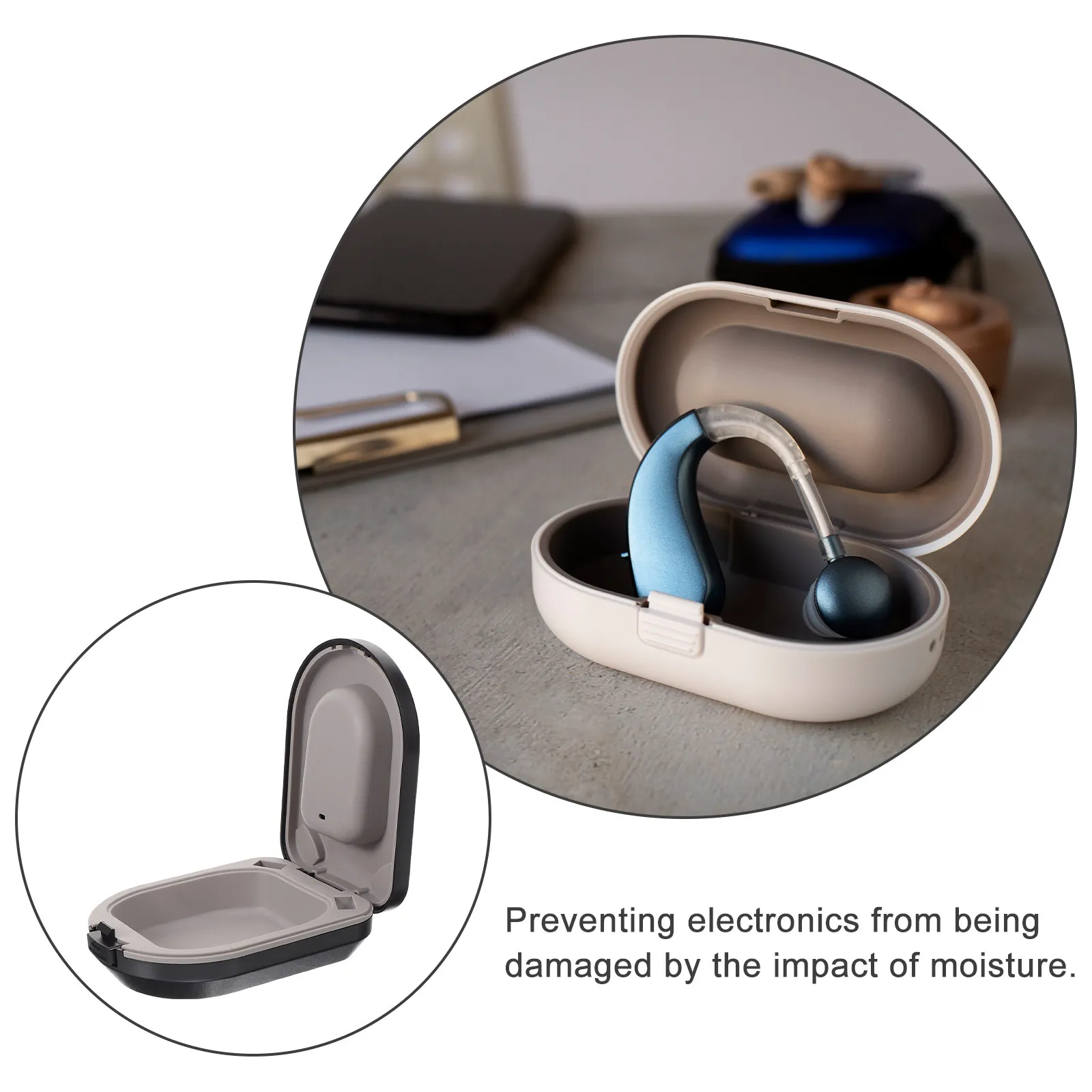 Pocket Size Hearing Aid Protective Case Sturdy ABS Material Waterproof Shockproof Portable Storage Box for Hearing Amplifiers - view 4