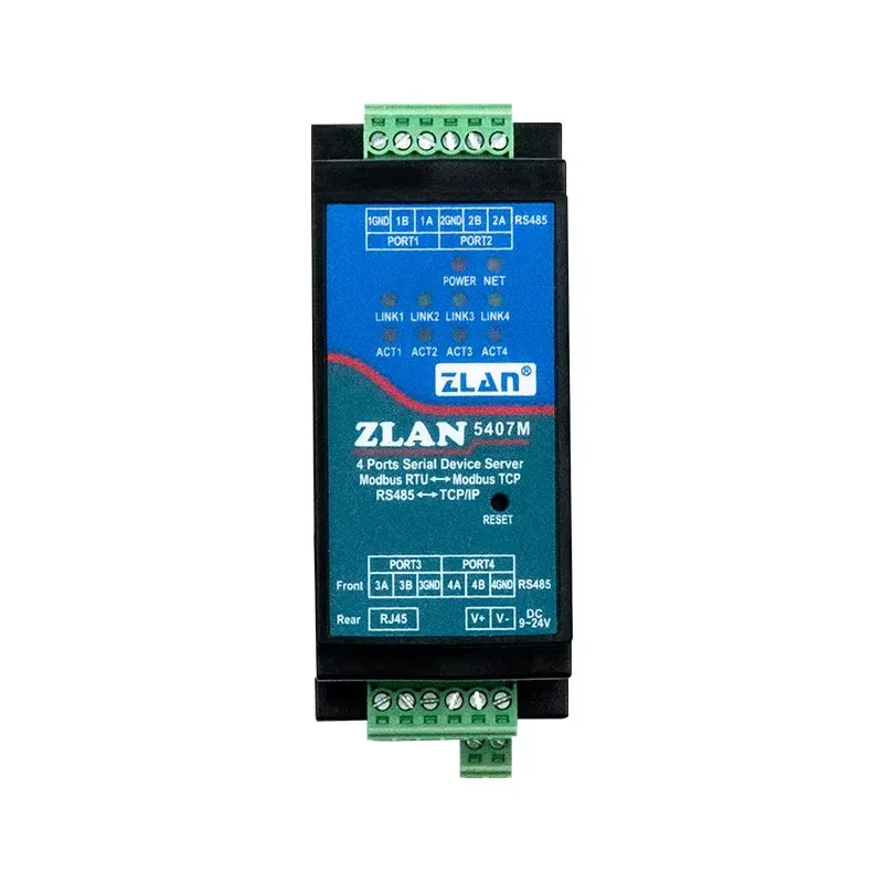 저가형 RJ45 모드버스 TCP 게이트웨이 산업용 시리얼 디바이스 서버 ZLAN5407M
