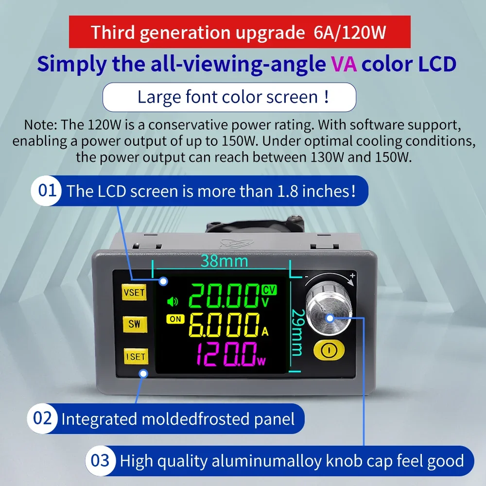 120W DC6-36V to 0-36V CNC Adjustable Voltage Regulator Constant Voltage Constant Current Solar Charging Module Support MPPT