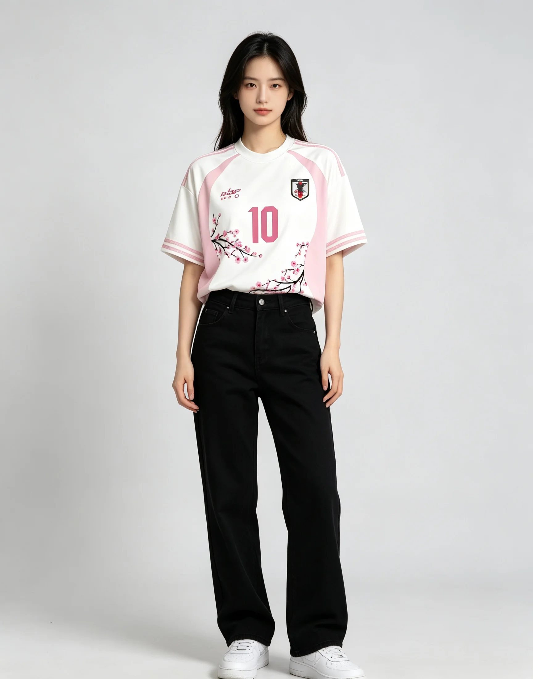 Japanese Sakura Soccer Jersey T Shirt Unisex Oversized Vintage Football Graphic Tee Streetwear Casual Short Sleeve Top