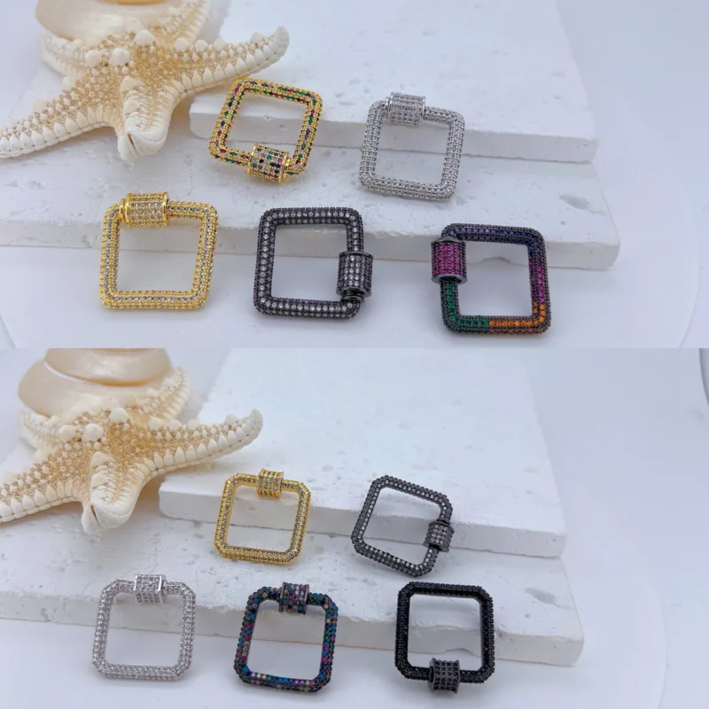 

Women's Square Screw Buckle Necklace Bracelet Accessories Full of Zirconium Personalized Creative Jewelry Link Buckle Wholesale