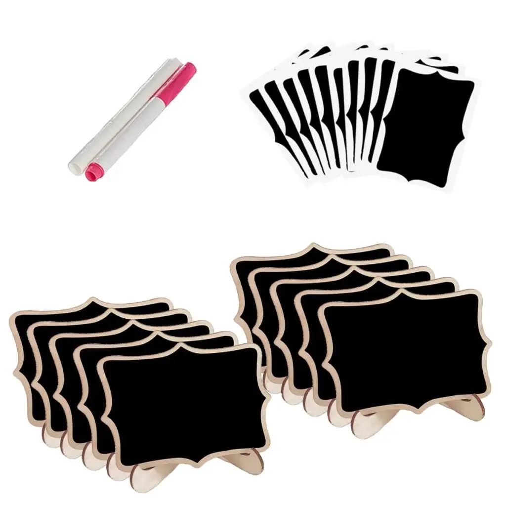 10Pcs Mini Wooden Wedding Blackboard Chalkboard Label Markers Number Signs