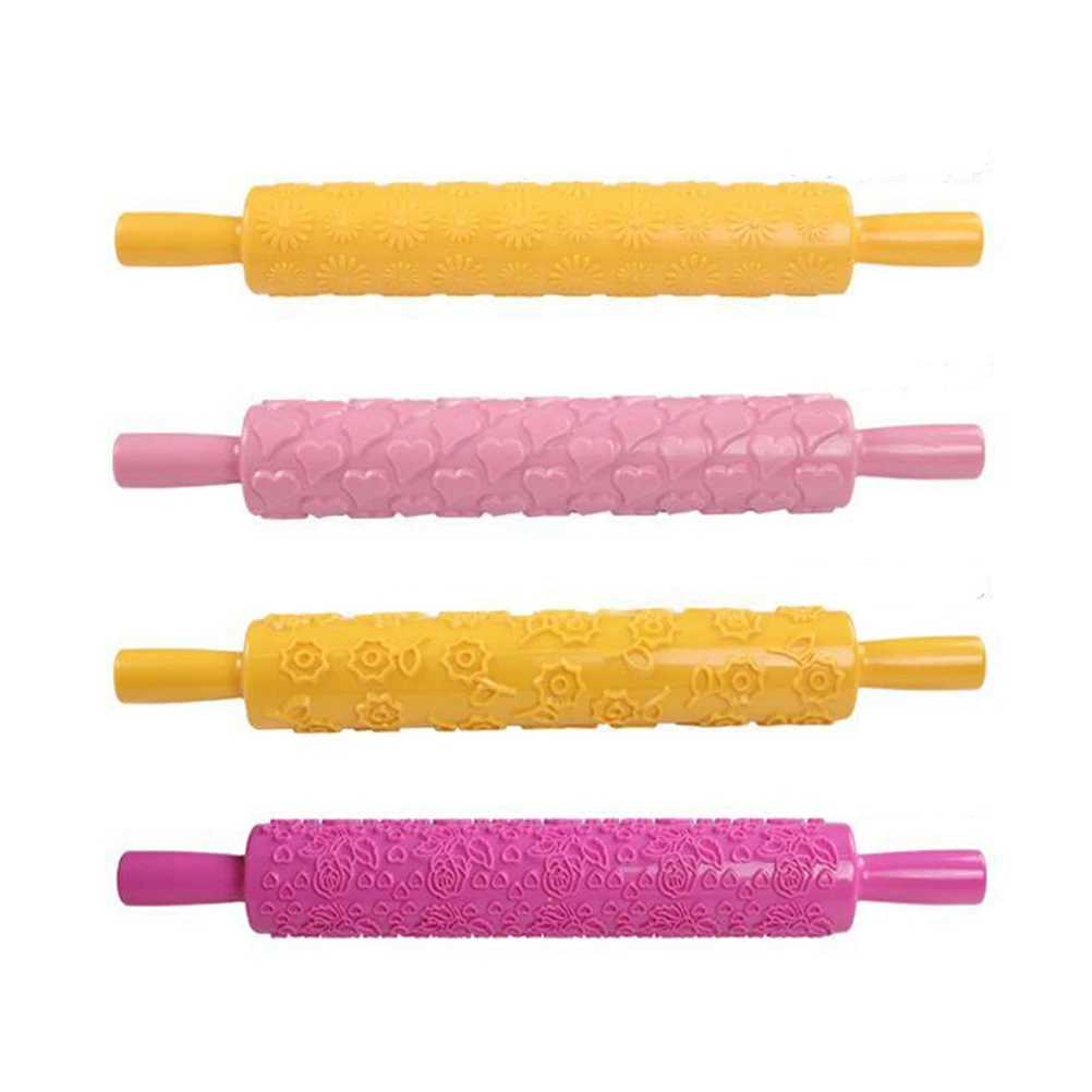 

5 PCS Embossed Rolling Pin Patterned Mold Multifunction Cake Decorating Roller Dough