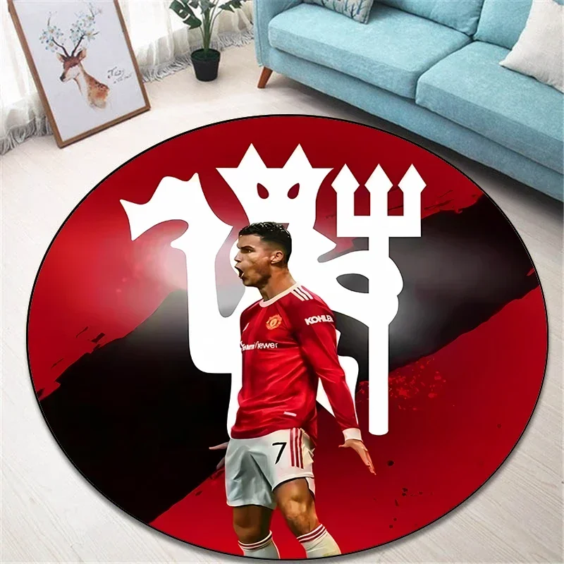 Famous football star Round Carpet for Living Room Rugs Camping Picnic Mats Flannel Anti-Slip Rug Yoga Mat Boy's birthday Gifts