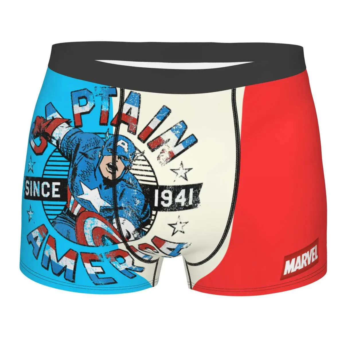 Ropa interior de algodón para hombre, bóxer de película de Capitán América de Disney de Marvel, pantalones cortos ventilados