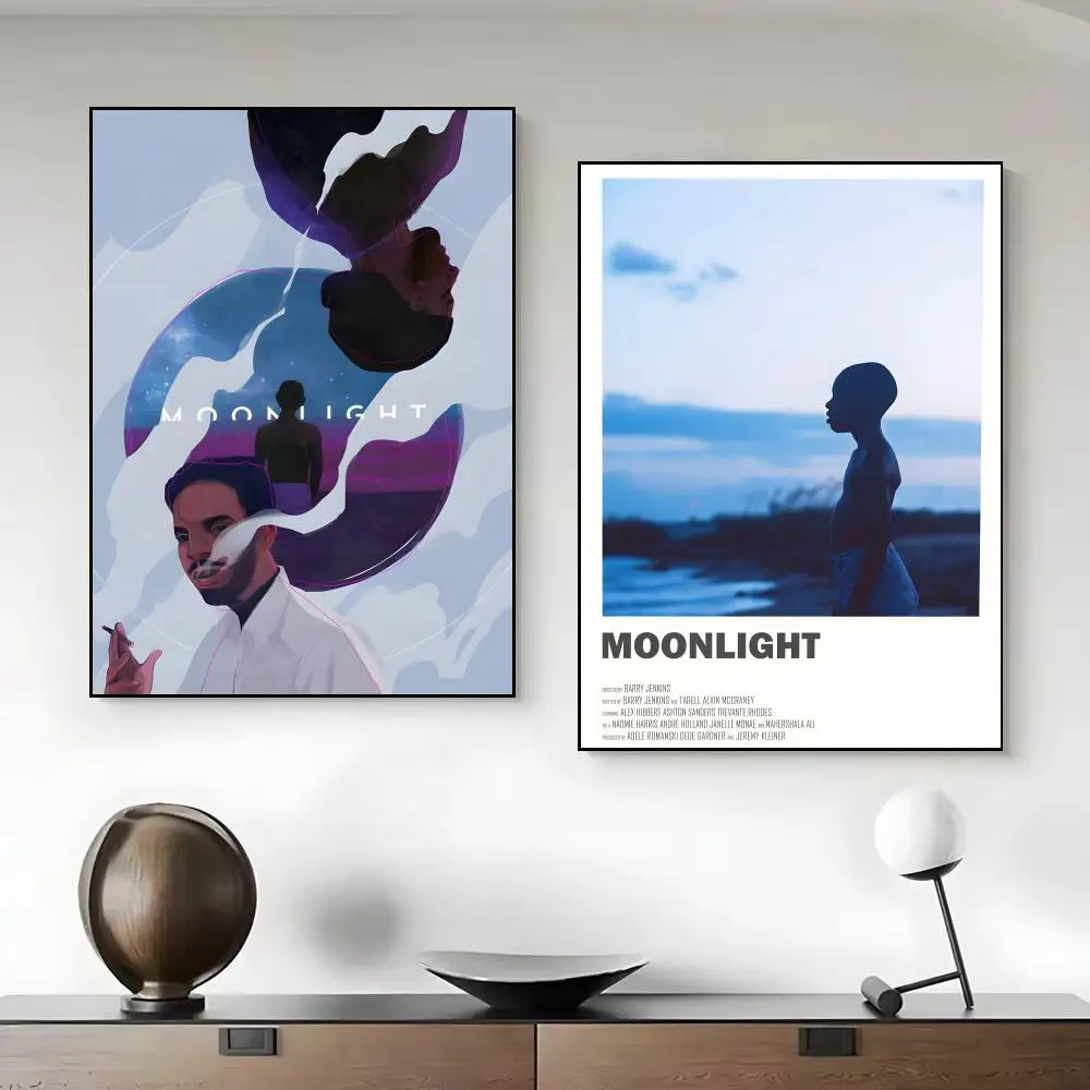 Movie M-Moonlight Poster Framed Canvas Wall Art Print for Office Dining Room Bathroom Wall Decor