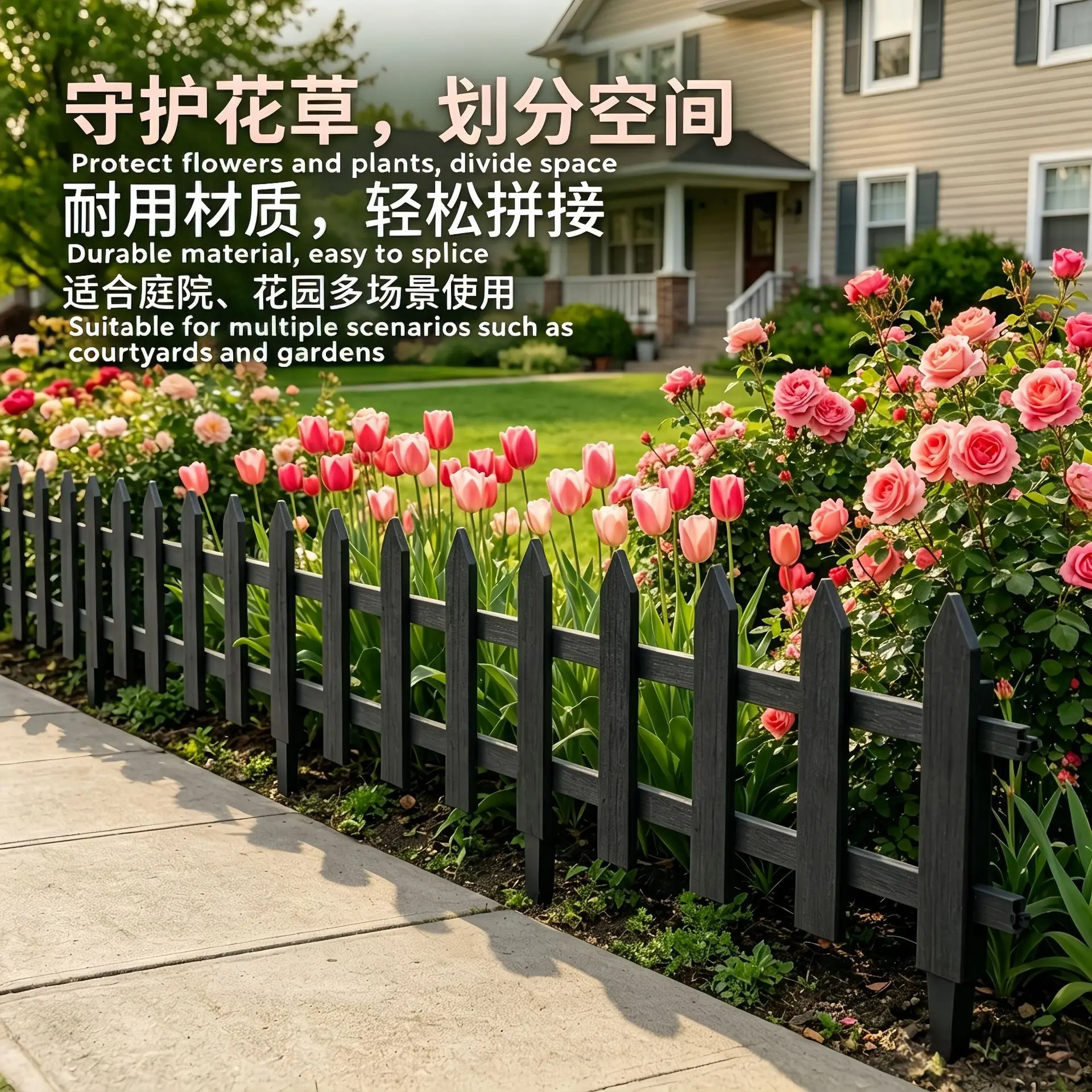 6pcs Garden fence,lawn decoration,outdoor courtyard plastic mini-fence, minimalist vegetable garden and flower bed divider