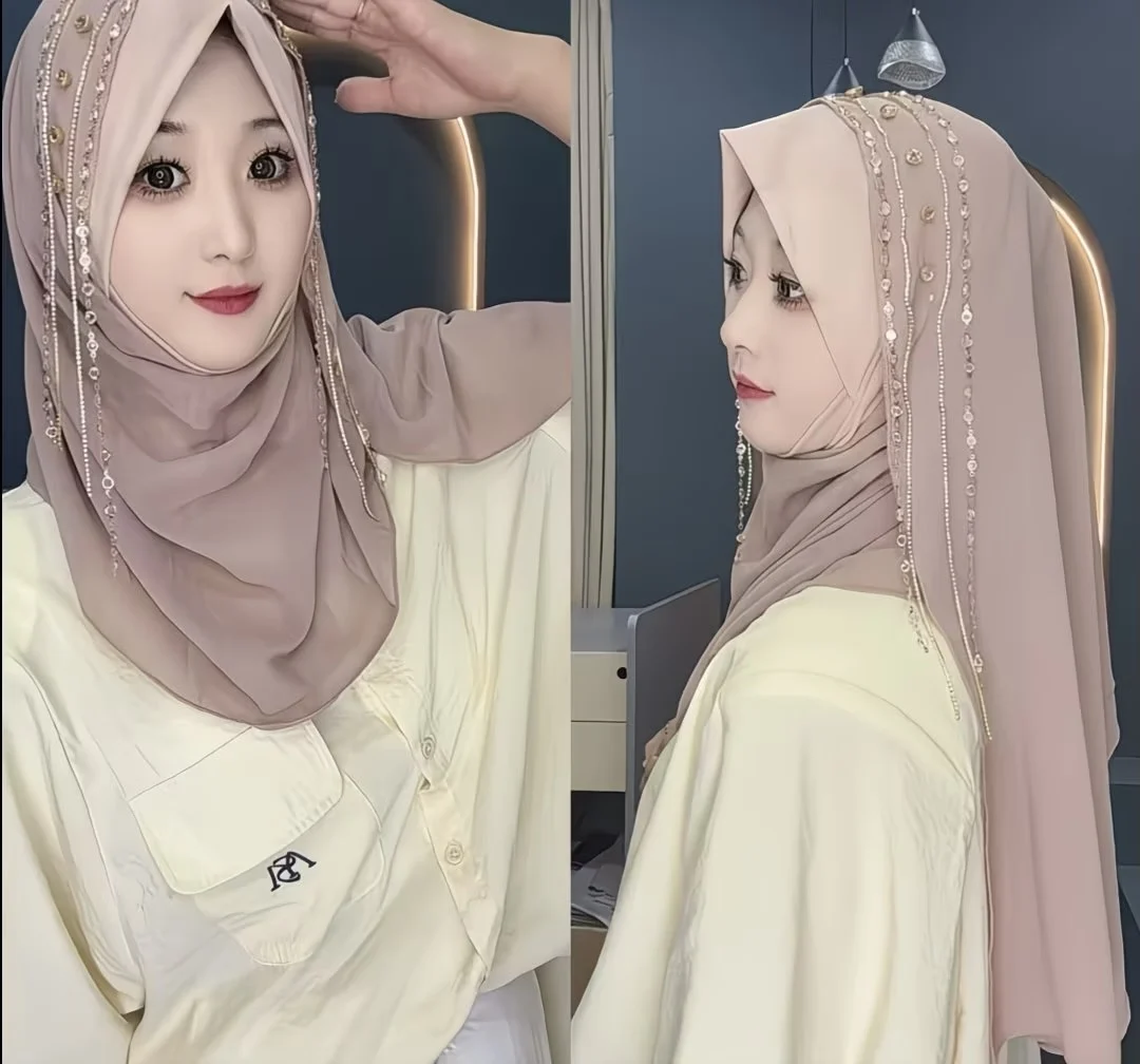2026 Fashion Muslim Girls Tassels Wrap Instant Hijabi Scarves 5