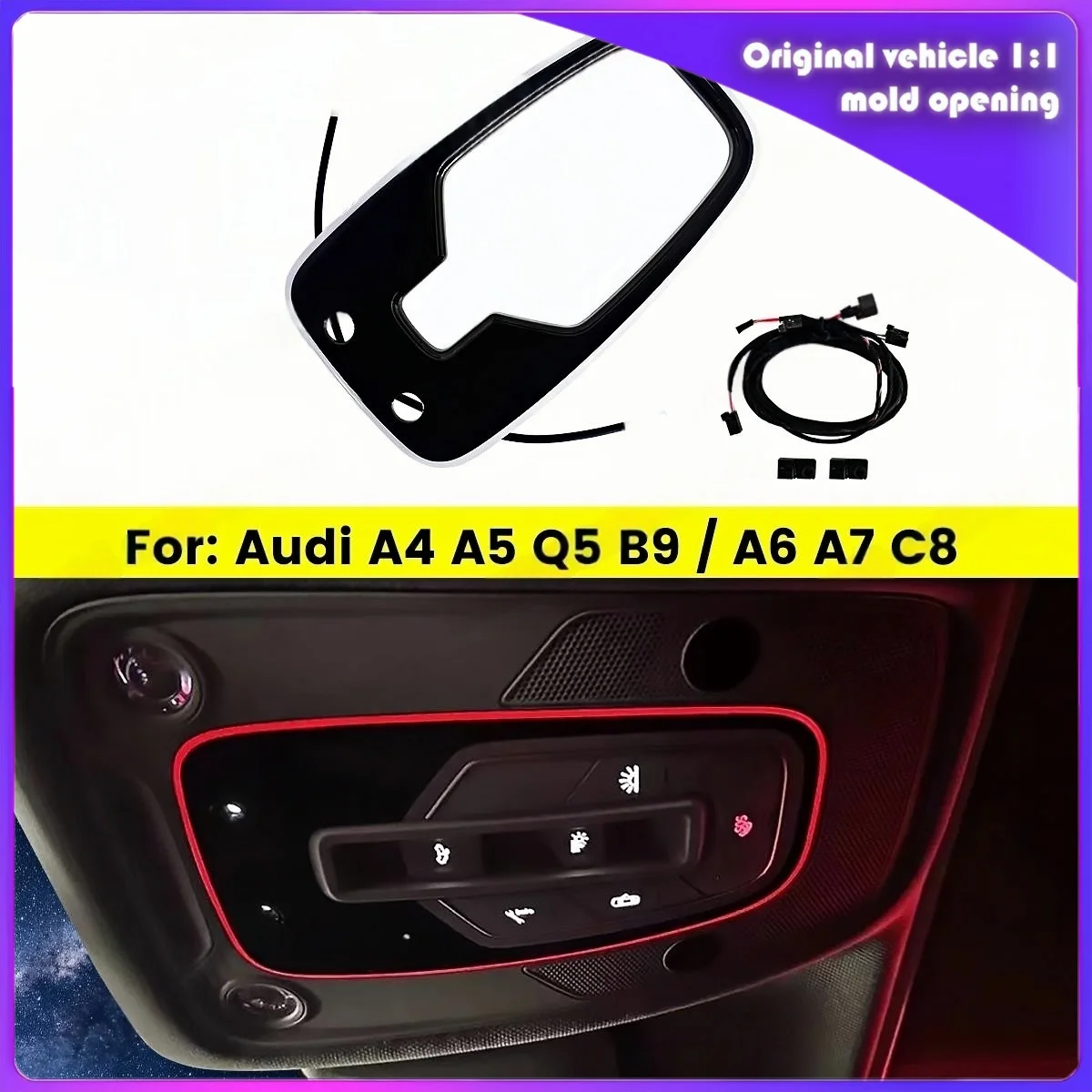 

32-цветная светодиодная лампа для чтения для Audi A4 A5 Q5 B9 A6 A7 C8, декоративная RGB-подсветка для крыши автомобиля, модернизация и улучшение интерьерной подсветки.