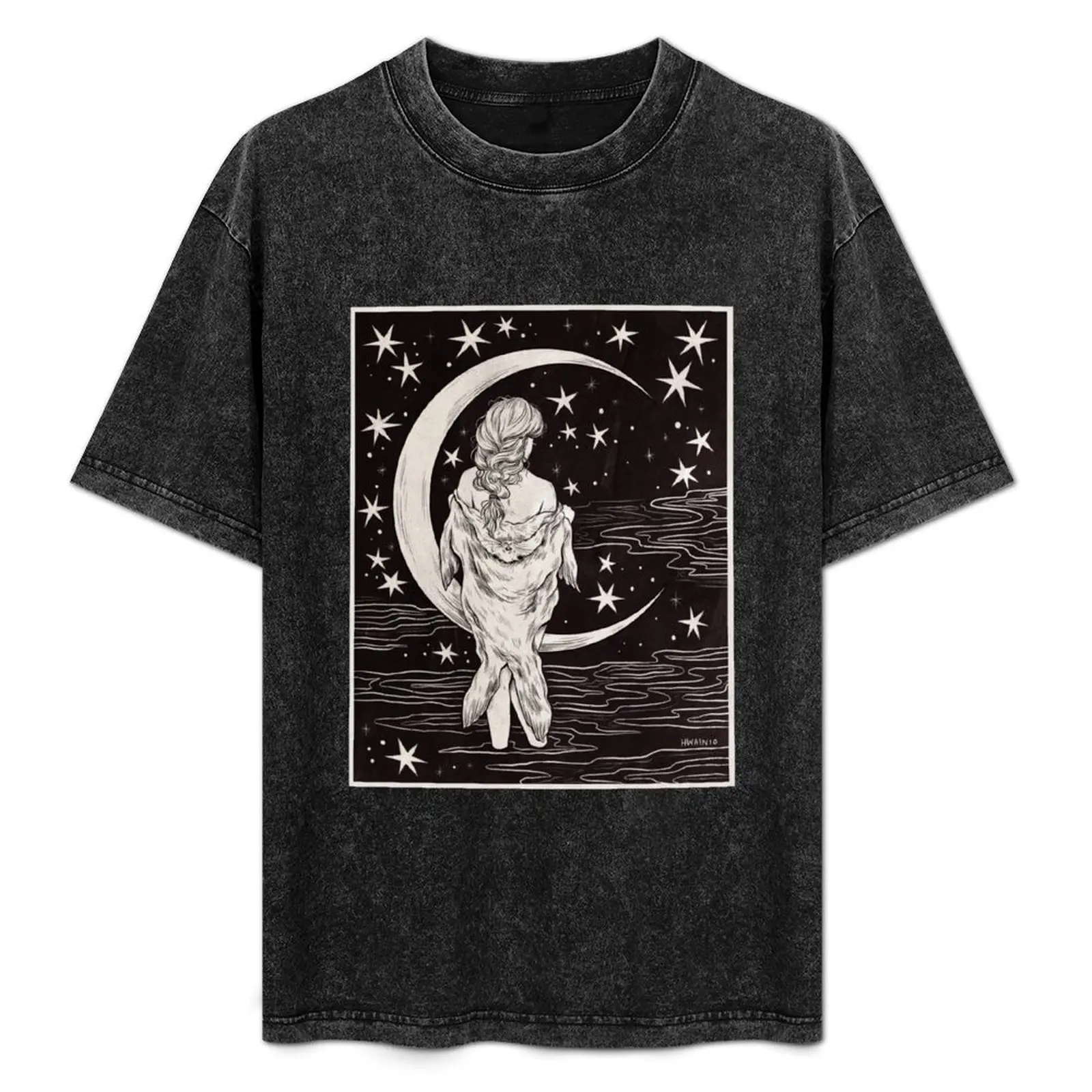 

Selkie and the Moon T-Shirt sweat blue lock Blouse oversized t shirts for men