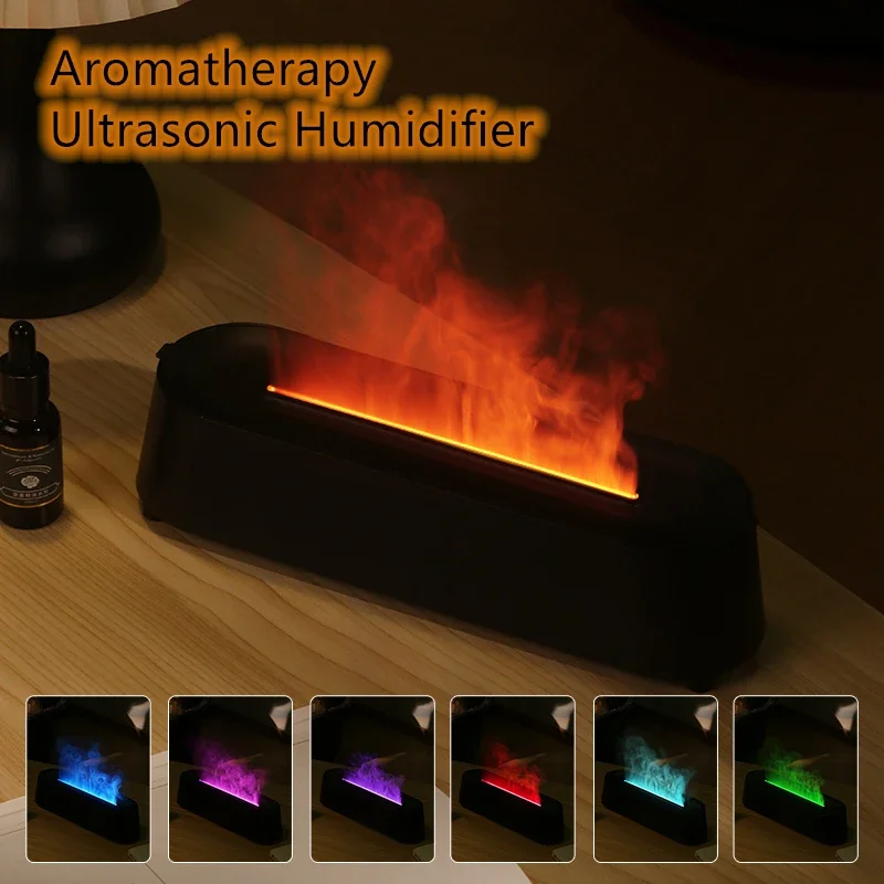 

Cool Mist Ultrasonic Flame Diffuser Air Humidifier with Aromatherapy Essential Oil Lamp - Realistic Fire Difusor for Relaxing At