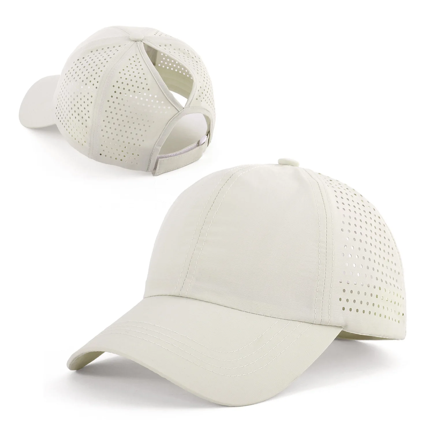 Schnell trocknender Zungenhut für Damen, atmungsaktives Mesh-Mütze für Herren, Sommer, UV-Schutz, cool bleiben, stilvoll, verstellbar, Pferdeschwanz-Mütze – Detail 4