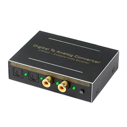 4-portowy cyfrowy przełącznik audio 4 wejścia 1 wyjście Podwójne wejście SPDIF/koncentryczne do TOSLINK + Analog L/R + wyjście 3,5 mm Obsługa głośnika słuchawkowego