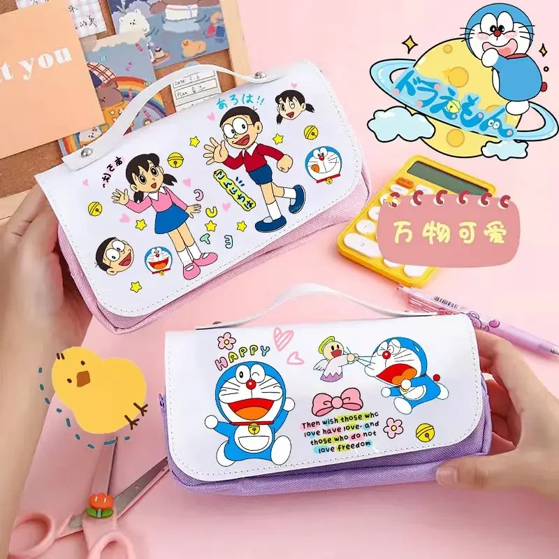 Doraemon cartoon animation borsa per matite creativa di grande capacità per bambini borsa per cancelleria multifunzionale per studenti regalo