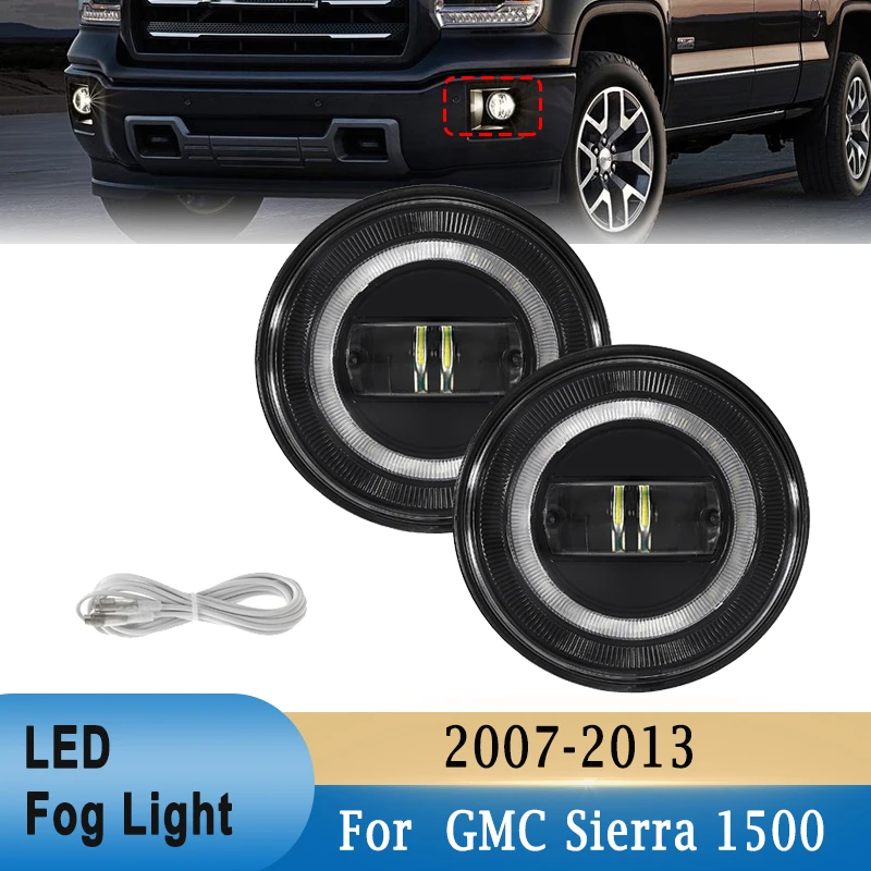 

For GMC Sierra 1500 2500HD 3500HD 2007-2013 LED Fog Light with Daytime Running Light DRL 20W 6000K Front Bumper LED Light