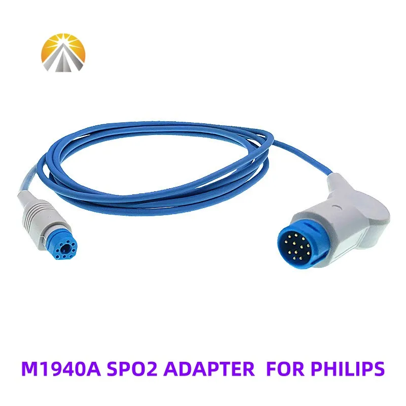 Cabo de extensão de sensor spo2 reutilizável, 8 pinos ou 12 pinos macho para fêmea para philips m1940a m1941a m1943a m1900b monitor de paciente