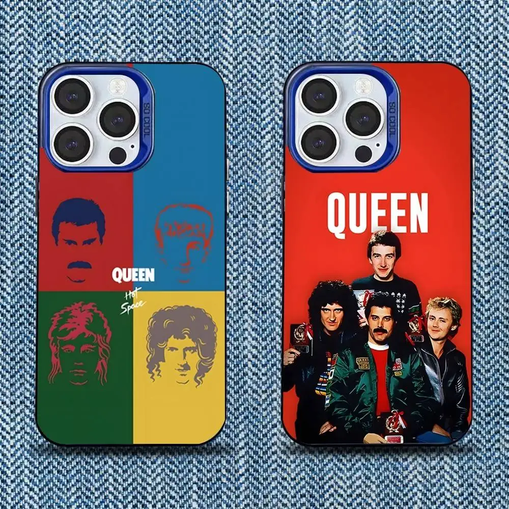 

ROCK BAND Q-Queen Phone Case For iPhone 16,15,14,13,12,11,Mini,Pro,SE,MAX Blue Matte Silicone Cover