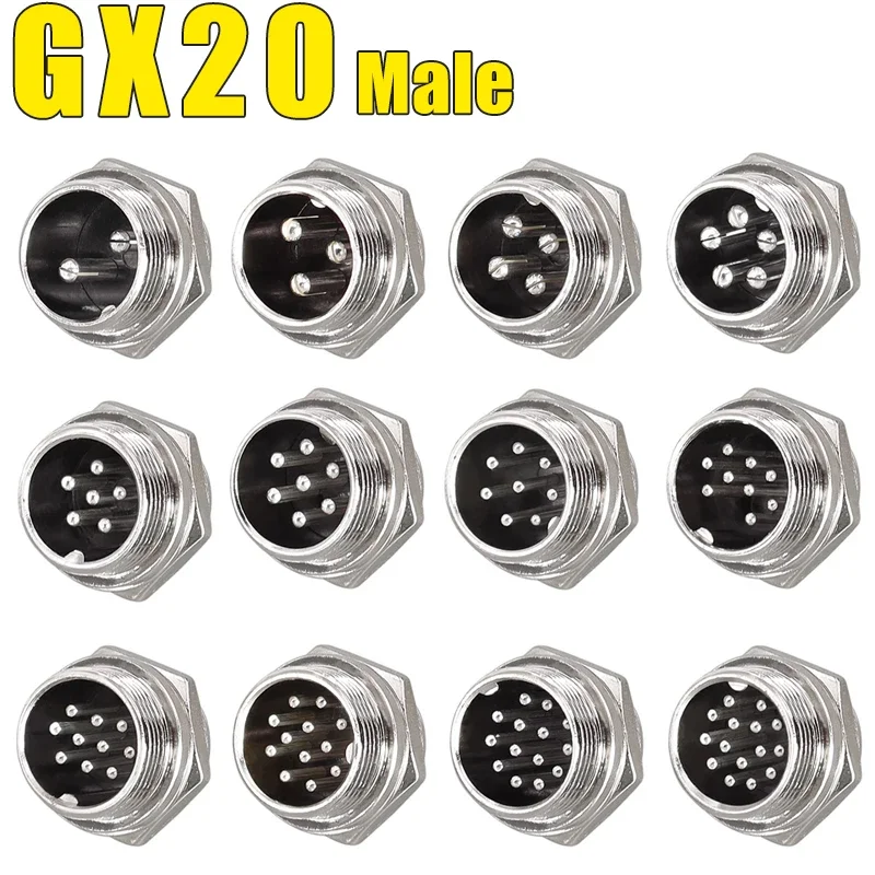 5/20PCS GX20-2/3/4/5/6/7/8/9/10/12/14/15Pin Luftfahrt Stecker Mutter Typ Buchse Stecker Metall Rund Panel Stecker