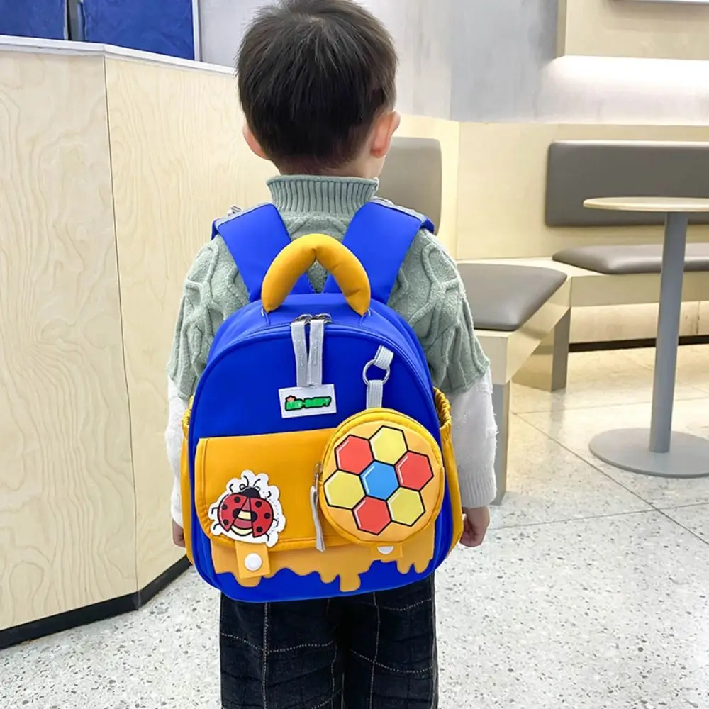 Animal Patterns Kindergarten School Bag Waterproof Zipper Closure Cartoon Nursery Backpack Large Capacity Comfortable