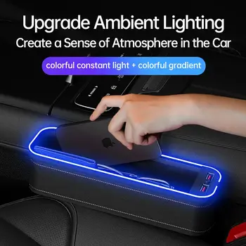 適用於凱迪拉克 ATS CT6 CTS DTS XT5 Escalade ESV SRX STS XTS 的汽車縫隙儲物盒,帶有 2 個 USB 充電器和彩色 LED 座椅整理器 8 最佳銷售 凱迪拉克STS - №5