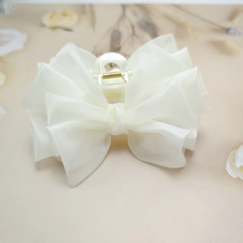 

Feminine Hair Claw with Roses Perfect Accessory Large Hair Claw Floral and Mesh Design Elegant Shark Clip Rose Claw Clip