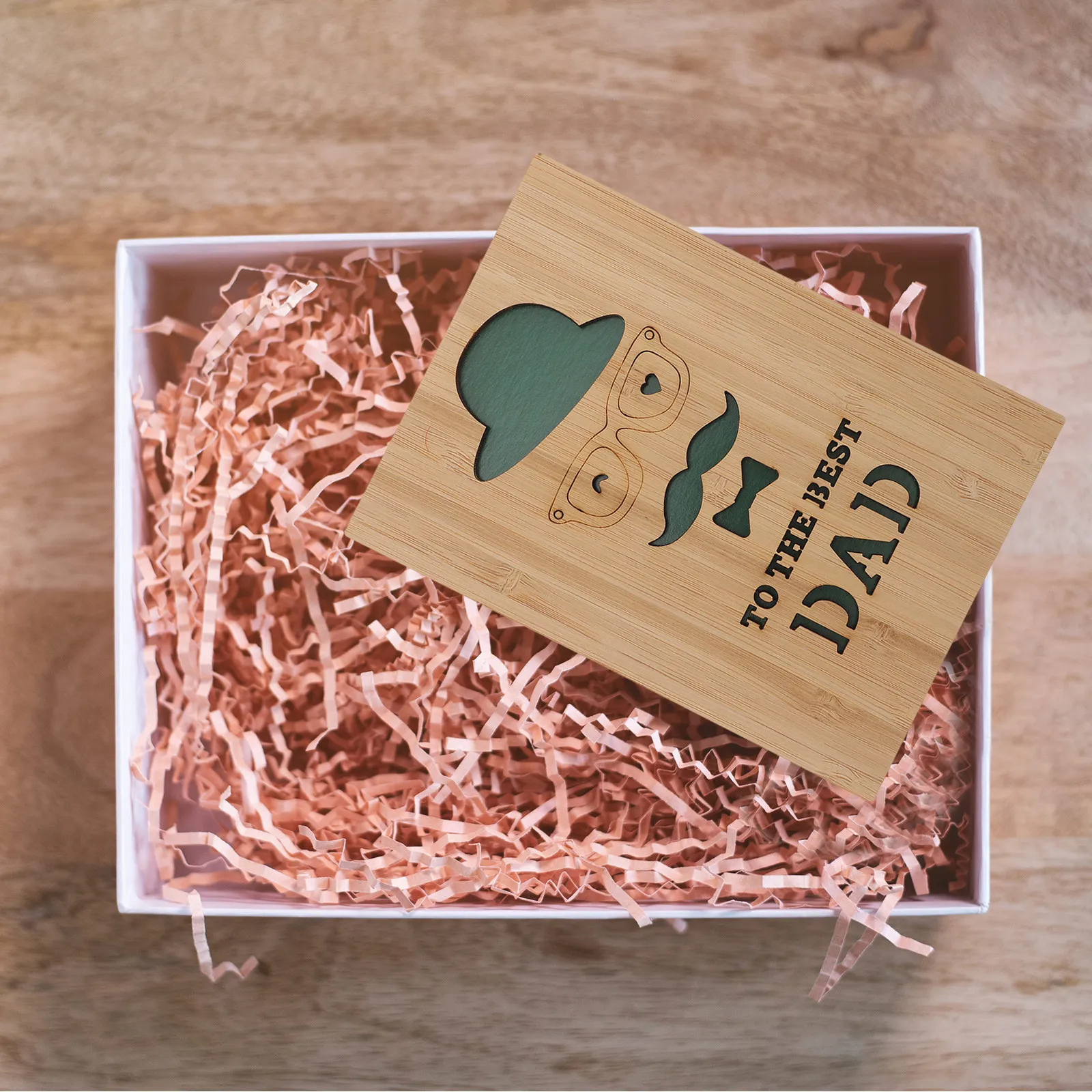 

Wooden Father's Day Card Thick Sturdy Natural Wood Greeting Card for Dad with Blank Space to Write Personal Blessings