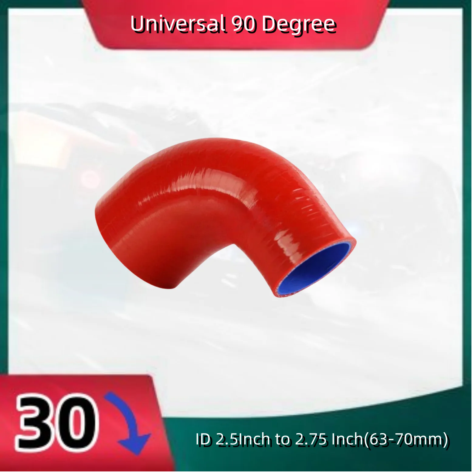 

Universal 90 Degree ID 2.5Inch to 2.75 Inch(63-70mm) Elbow Silicone Hose For Coupler Reducer Cooling Intercooler Radiator Piping