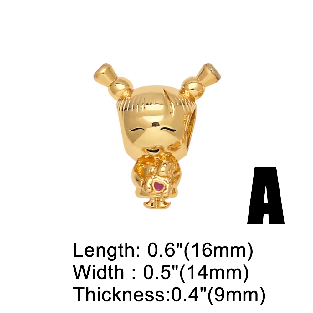 OCESRIO Trendy Enamel Boy Girl Charms for Bracelet Copper Gold Plated Coffee Cup Pearl Ring Jewelry Making Supplies chma256