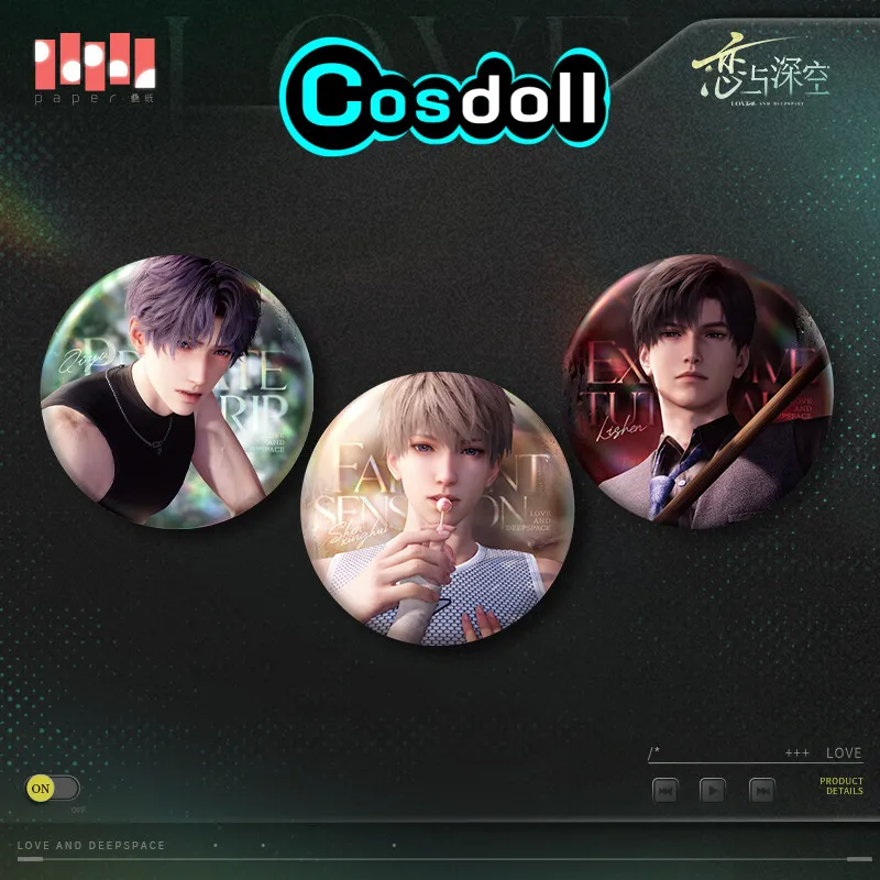 

In Stock Original Love and Deepspace Rafayel Zayne Xavier Tinplate Badge Brooch Ornament Doll Cosplay Costume Halloween Gift