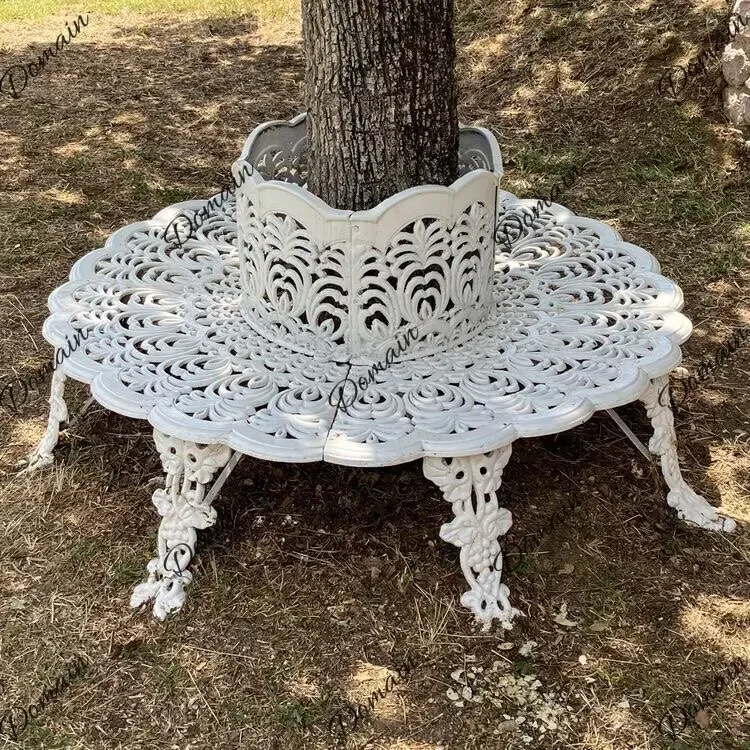 D81 Italian Garden Cast Iron Tree Bench Planter Durable Outdoor Seat Floral Decor