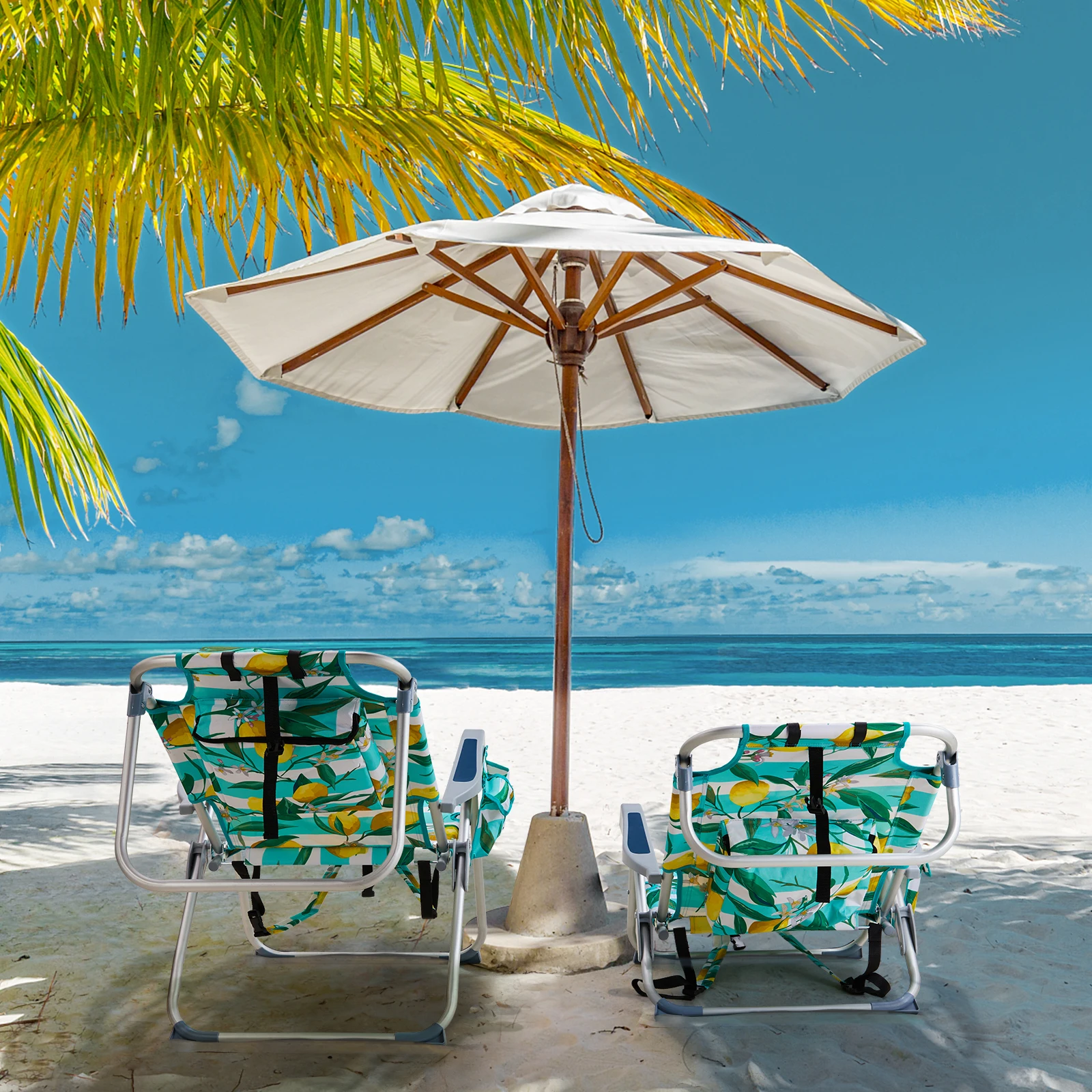 

63*65*82cm Short Oxford Cloth Silver White Aluminum Tube Bearing 100kg Beach Chair Lemon