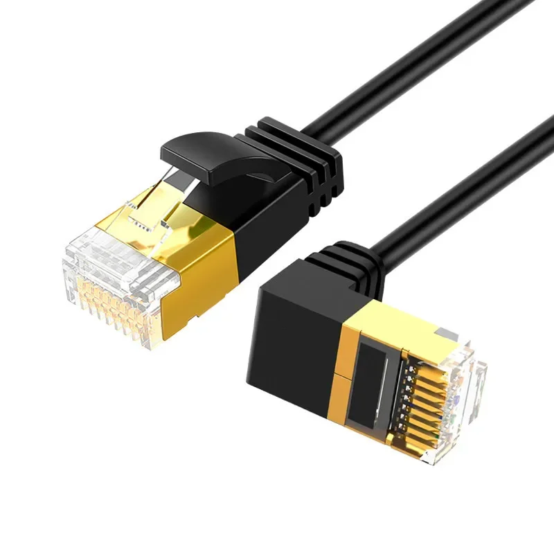 Cat7 Compatible Patch Cord 90 Degree Right Angle 10Gbps Ethernet Cable RJ45 Cat7 Lan Cable UTP RJ45 Network Cable0.5m 1m