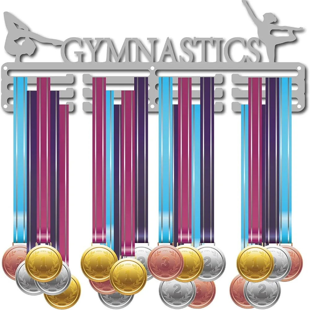 Gymnastics Medal Holder Display Hanger Rack Sports Awards Metal Lanyard Holder Rack Sturdy Wall Mounted for Athletes Champions