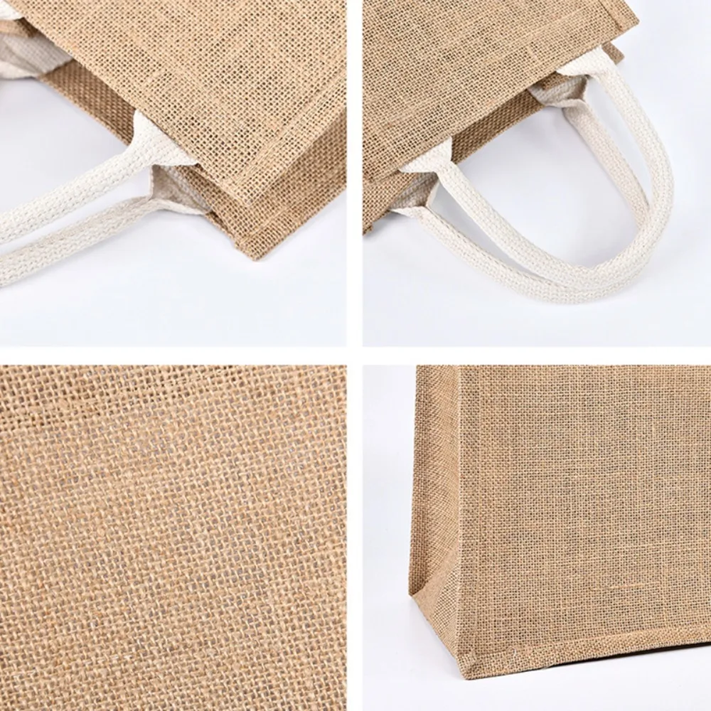 Jute Women Linen Bag Container Hand-painted Portable Burlap Tote Bags Imitation Sacks Vintage Shopping Bags Women